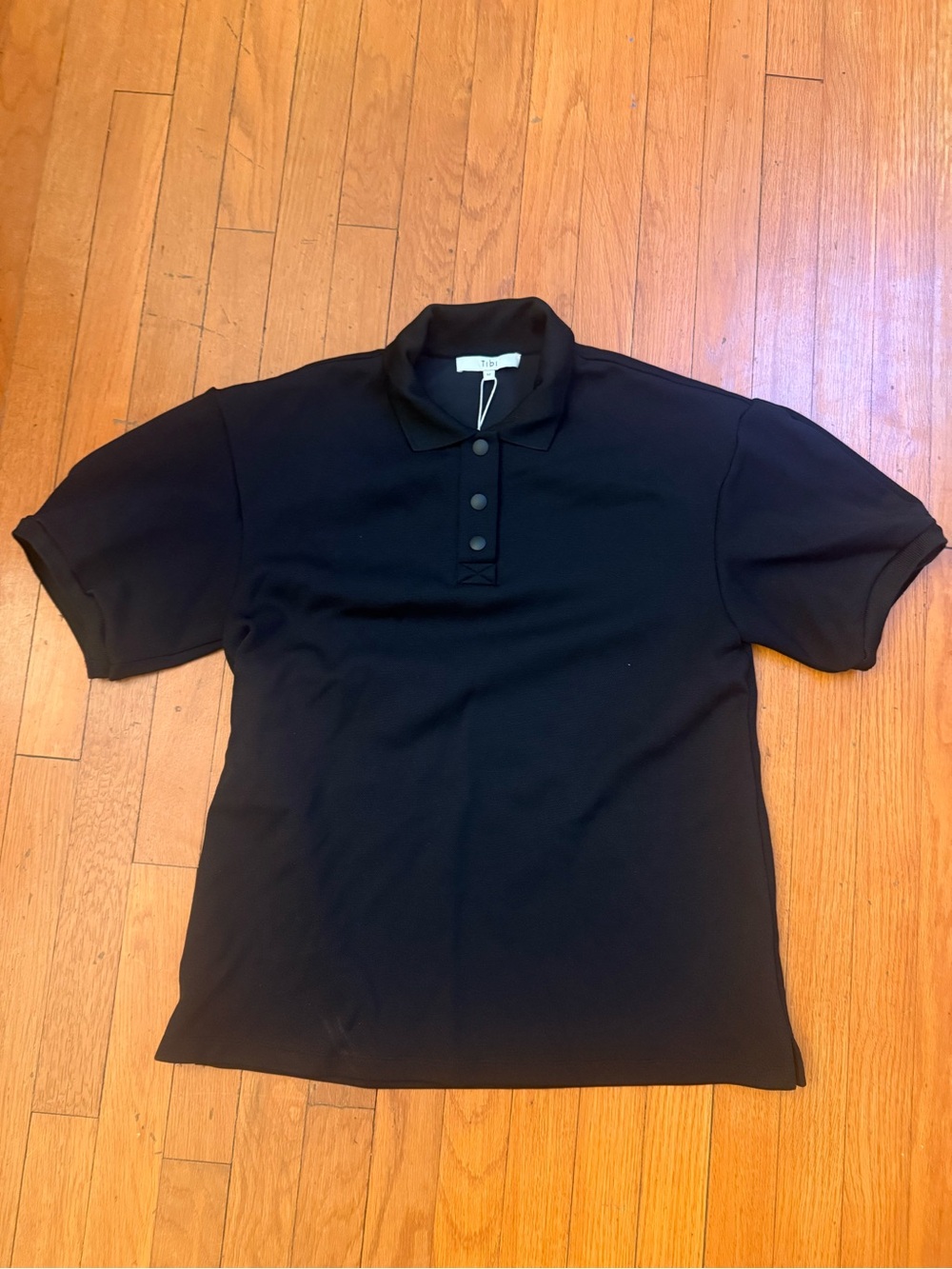 Tibi Black Polo Shirt - Classic Short Sleeve